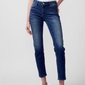WHBM Dark Wash Mid Rise Slim Crop Jeans 2